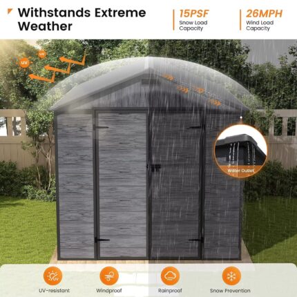 8X10 FT Outdoor Resin Storage Shed, Plastic Storage Shed with Floor, Custom