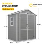 6X4 FT Outdoor Storage Resin Shed, Outdoor Shed with Floor, Gray, Custom