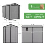 6 X 8 FT Resin Shed with Floor & Skylight, 14MM Thick Panel Storage Shed | Lockable Outdoor Shed with 3 Vents & 2, Customized