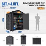 6X4 FT Outdoor Storage Shed with Floor, Dark Grey, Customized