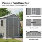 6X4 FT Outdoor Storage Resin Shed, Outdoor Shed with Floor, Gray, Custom