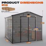 8X8 FT Resin Outdoor Storage Shed with Floor, Plastic Storage Shed with Window & Vent, Lockable Door, Heavy Duty, Customized