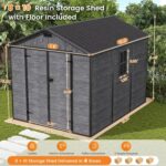 8X10 FT Outdoor Resin Storage Shed, Plastic Storage Shed with Floor, Custom