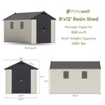 8X12 FT Resin Outdoor Storage Shed with Floor, Beige, Custom