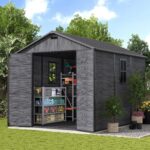 8X10 FT Outdoor Resin Storage Shed, Plastic Storage Shed with Floor, Custom