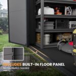 6X4 FT Outdoor Storage Shed with Floor, Dark Grey, Customized