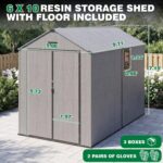 6X10 FT Outdoor Resin Storage Shed with Floor & Window, Custom